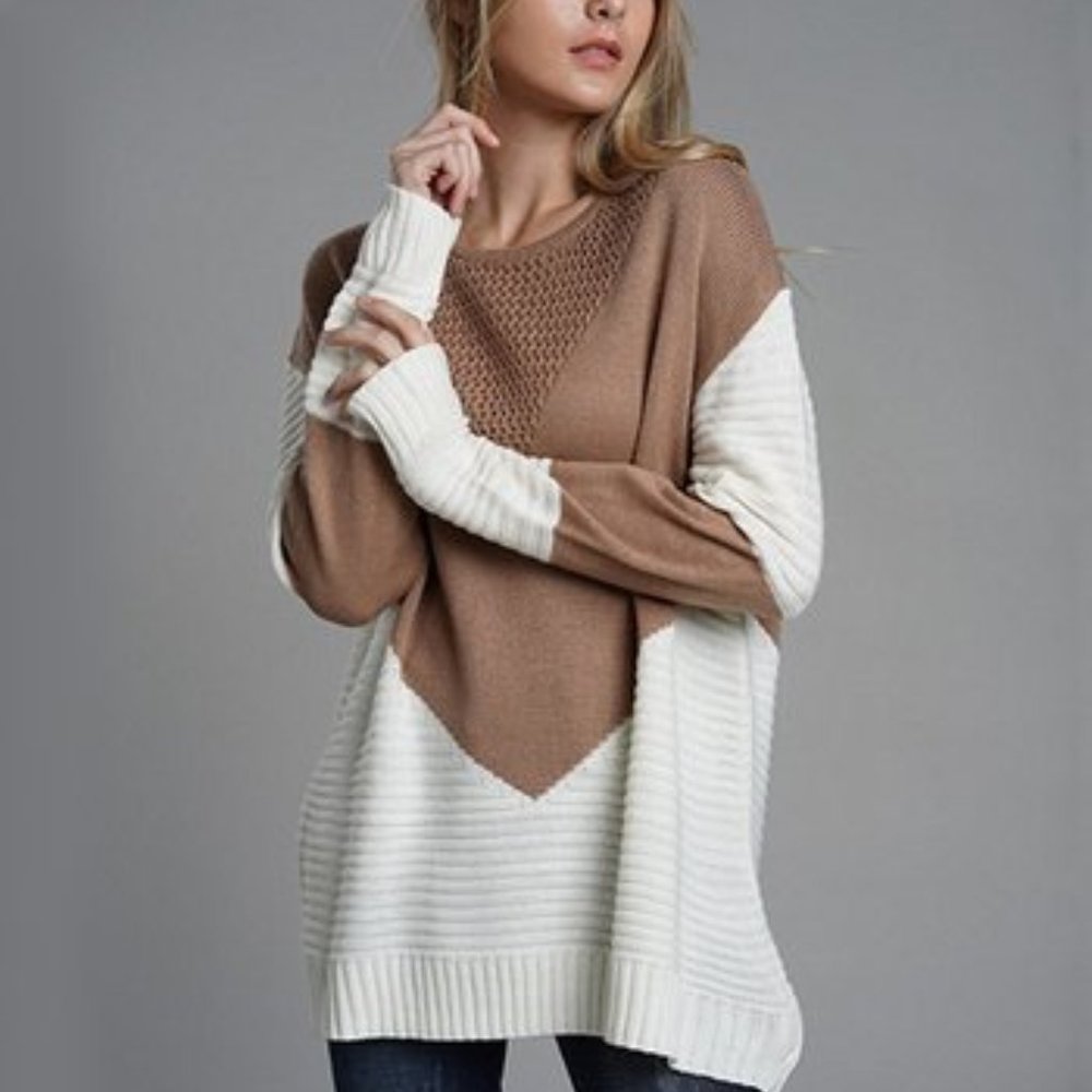 Camel Patchwork Sweater